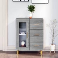 Dressoir 69,5x34x90 cm bewerkt hout grijs sonoma eikenkleurig
