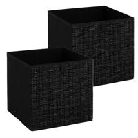 Opbergbox kastmand - 2x - zwart/tweed - 31 x 31 x 31 cm - opbergers
