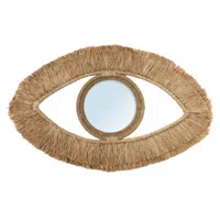 De Raffia Eye Spiegel - Naturel - M