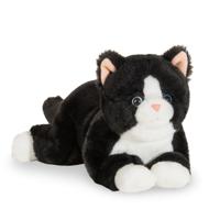 Knuffeldier kat/poes - zachte pluche stof - premium kwaliteit knuffels - zwart/wit - 30 cm   -