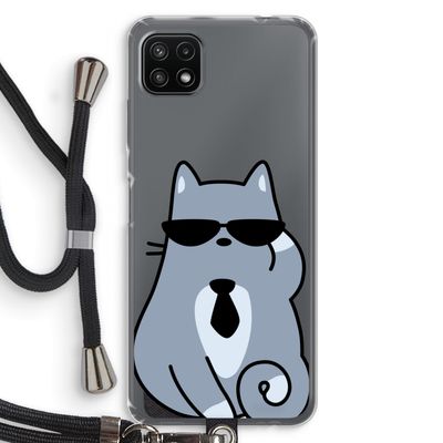 Cool cat: Samsung Galaxy A22 5G Transparant Hoesje met koord