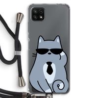 Cool cat: Samsung Galaxy A22 5G Transparant Hoesje met koord