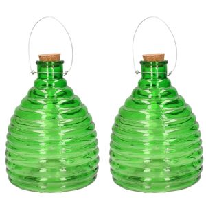 Set van 2x stuks wespenvanger/wespenval groen van glas 21 cm