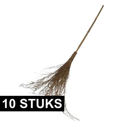 Heksen bezem - 10x - 96 cm - heks verkleedaccessoires - Halloween - Heksenbezems - kunststof