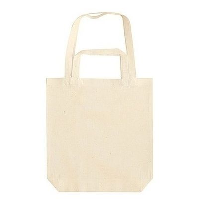 25x Beige canvas tassen met dubbel hengsel 38 x 42 cm