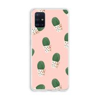 Cactusprint roze: Galaxy A51 4G Transparant Hoesje