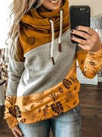 Long Sleeve Casual Paneled Hoodie Sweatshirt - thumbnail