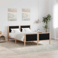 Bedframe met hoofdeinde Zwart 135 x 190 cm Stof Bedframe met hoofdeinde Zwart 135 x 190 cm Stof