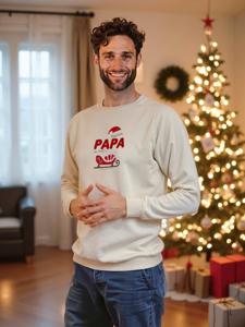 Herensweater "Meilleur Papa de Noël" familie-capsulecollectie vanille