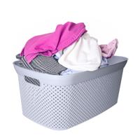Wasmand - lichtgrijs - kunststof - 34 x 54 x 23 cm - 35 liter - met handvatten - manden voor wasgoed