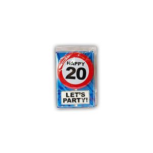 Happy Birthday kaart met button 20 jaar