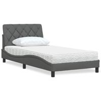 Bed met matras stof donkergrijs 100x200 cm