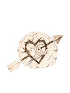 CHANEL Pre-Owned broche cœur sertie de cristaux (2019) - Or