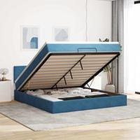 Ottoman bed met matras en LED's 160x200cm fluweel donkerblauw