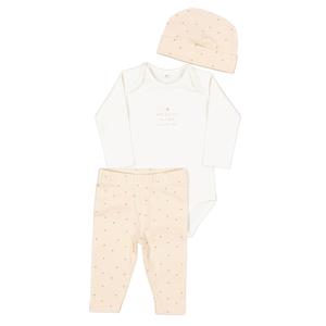 Baby kledingset romper lange mouwen, broek en muts