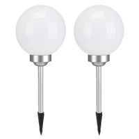 Set van 2x stuks solar tuinlampen/prikspots bol met roterende functie op zonne-energie 20 cm - thumbnail