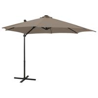 VidaXL Zweefparasol met paal en led-verlichting 300 cm taupe