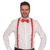 Foute kerst bretels - rood - kerst opdruk - polyester - voor volwassenen