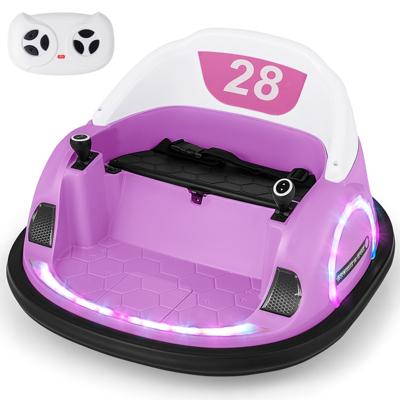Zit-Bumperauto voor Peuters 12V Elektrisch 360° Draaiend Auto Speelgoed met Afstandsbediening Roze
