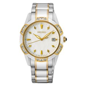 Seiko SKK728P1 Horloge staal zilver-en goudkleurig-parelmoer