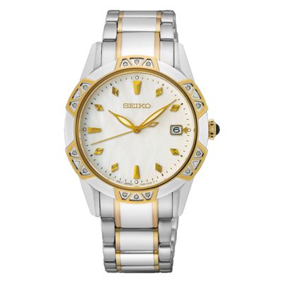 Seiko SKK728P1 Horloge staal zilver-en goudkleurig-parelmoer