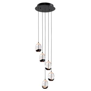 Highlight HanglampClear Egg zwart 5-lichts - H5457.20