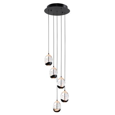 Highlight HanglampClear Egg zwart 5-lichts - H5457.20