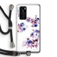 Waterverf bloemen: Huawei P40 Transparant Hoesje met koord