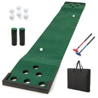 332 cm Golf Puttingmat met 2 Verstelbare Putter & 6 Ballen & 12 Hole-afdekkingen Draagbare Golfmat