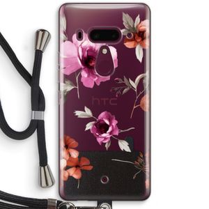 Geschilderde bloemen: HTC U12+ Transparant Hoesje met koord