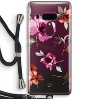 Geschilderde bloemen: HTC U12+ Transparant Hoesje met koord