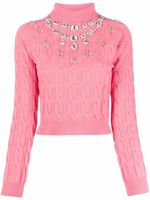 Rabanne pull crop en maille torsadée - Rose