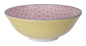 Japanse Noodlekom - Tokyo Design Studio - Star Wave - Geel/Roze - 1000ml - 21 x 7.8cm
