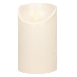 Led kaars/stompkaars - creme wit - H12,5 x D7,5 cm - wax - warm wit licht - bewegende vlam