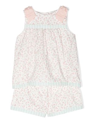 Patachou ensemble haut-short en coton à fleurs - Blanc