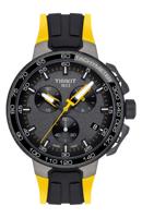 Tissot T-bike chronograaf herenhorloge met zwarte wijzerplaat en gele band T111.417.37.441.00