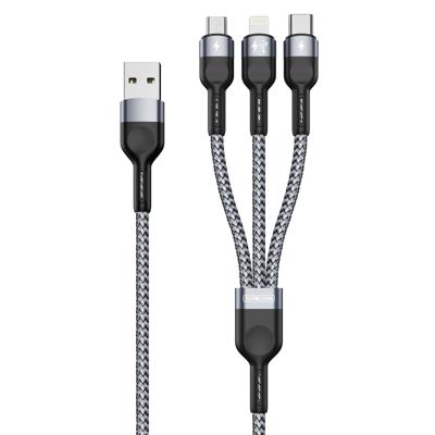 3-in-1 Universele Oplaadkabel - USB-C, Lightning & Micro USB - 1.2 Meter - Gevlochten Nylon