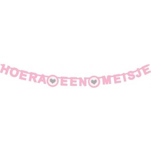 Letterslinger hartje hoera een meisje 175 x 11 cm