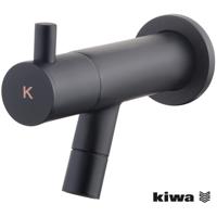 Wiesbaden Amador Mat Zwarte Koudwaterkraan - Muurbevestiging - Kiwa