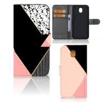 Samsung Galaxy J5 2017 | Book Case | Zwart Roze Vormen