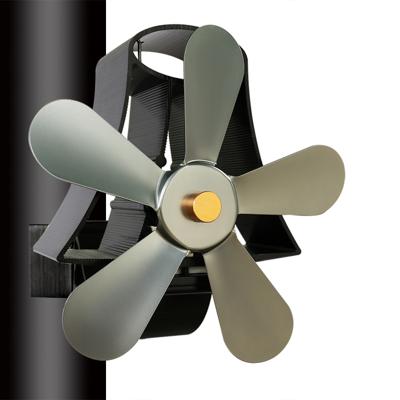 YL-106 5-Blade hoge temperatuur aluminium warmte aangedreven open haard kachel fan (grijs)