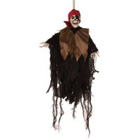 Hangende horror decoratie skelet piraat bewegend met geluid en licht 50 cm - Halloween poppen - thumbnail