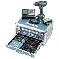 Makita Accu-klopboor/schroefmachine 2 snelheden Incl. 2 accus, Incl. koffer, Incl. accessoires, Incl. lader