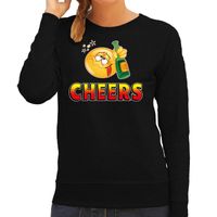 Funny emoticon sweater Cheers zwart dames