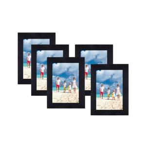 Fotolijstset met glaspaneel, set van 5, Zwart