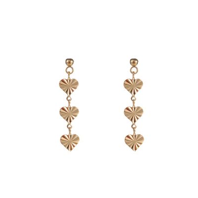 Day&Eve Bungelende Oorbellen 3 Hearts Goud
