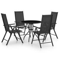 5-delige Tuinset aluminium en textileen zwart