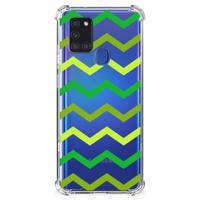 Samsung Galaxy A21s Doorzichtige Silicone Hoesje Zigzag Groen
