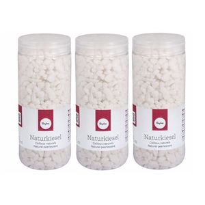 3x stuks kokers met witte decoratie steentjes kiezel 475 ml