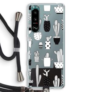 Cactusmotief: Sony Xperia 5 III Transparant Hoesje met koord